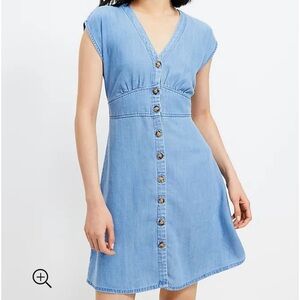 Loft Chambray Button Flare Dress